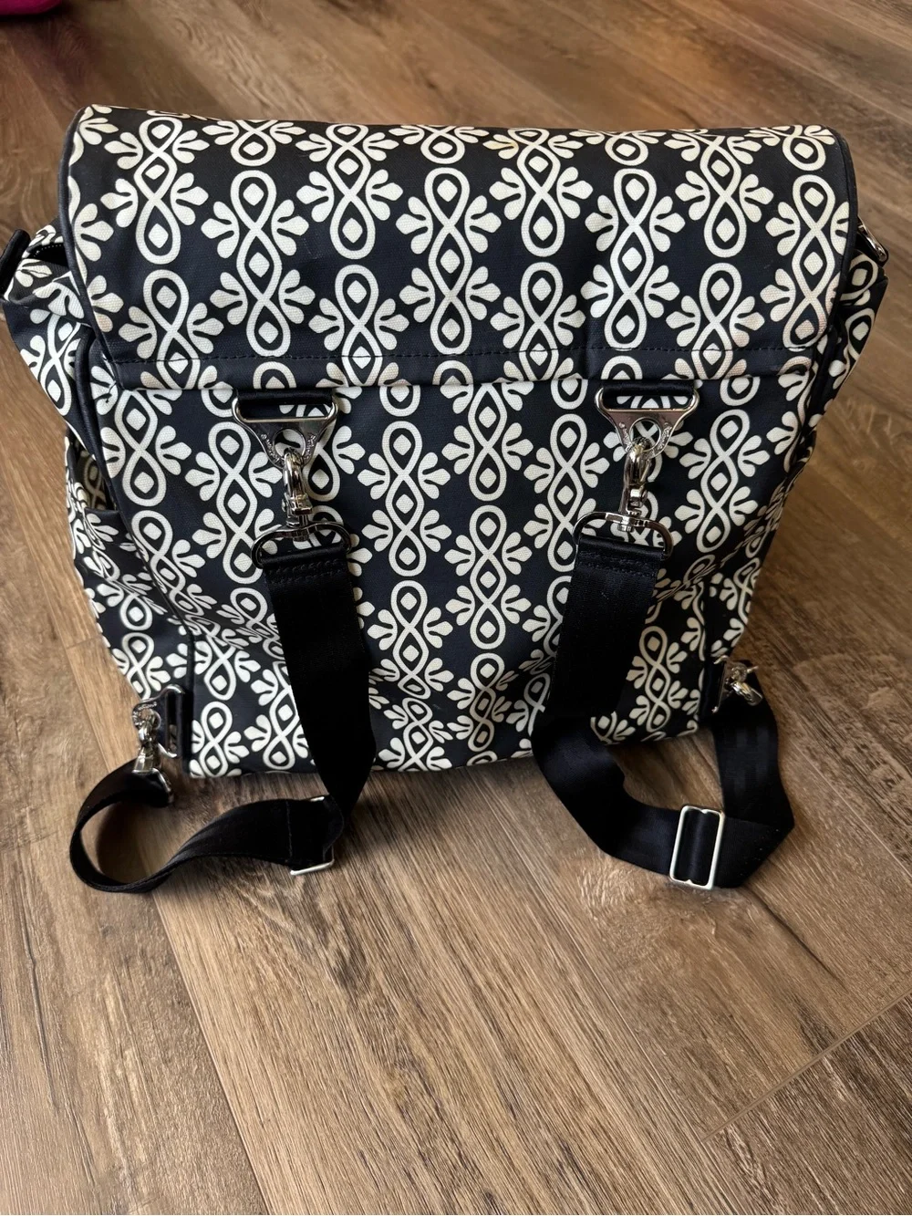 Petunia Pickle Bottom Black and White Patterned Messenger with Blue Accent